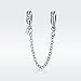 925 Sterling Silver Safety Chain Charm Bead Love Heart Flower Snowflake Bow Clear CZ Crystal Stopper Lock Clip Beads(C)