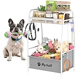 Kaiferty Medium Dog Toy basket, Toy Box for Dogs, Pet Toys Bin Dog Metal Wire Basket for Toys, Food Storage, Storage Organizer Chest Storage, Toy Box for Living Room Area (White)