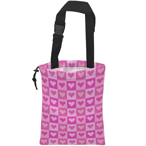 Image of Car Trash Bag Hanging Pink Love Car Trash Can Waterproof Garbage Bag Hanging for Car Back Seat with Adjustable Straps and Drawstring for Car Accessories Vehicle Travelling