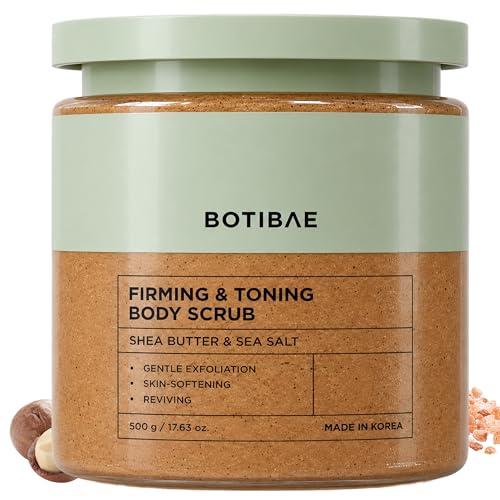 Botibae Shea Butter & Sea Salt Body Scrub Dermatologist Tested Korean Skin Care Gentle Exfoliation Removes Dead Dry Skin for Smooth And Hydrated Feel Vegan Clean Beauty 17 Fl Oz