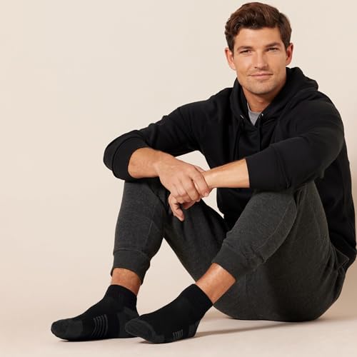 Amazon Essentials Men's Athletic Ankle Socks, Breathable, Cotton Blend, Cushioned, 6 Pairs4