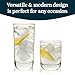 Libbey Polaris Tumbler and Rocks Glass Set, Elegant Drinkware Glasses Set,, Tall Drinking Glasses with Modern Clean Lines, Dishwasher Safe Drinking Glasses Set of 16