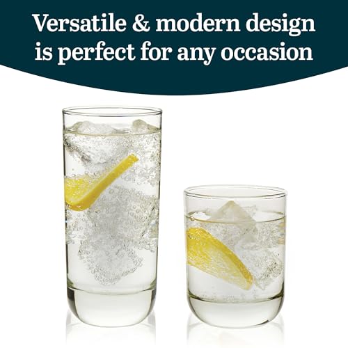 Libbey Drinking Glasses Polaris Tumbler and Rocks Set of 16, Clear, Sturdy Drinkware Glasses Set, Kitchen Glassware for Cocktails, Soda, and More by Libbey - Used condition - Image 3