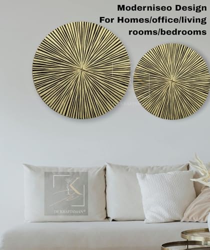 Image of DE KRAFTSMAN wall panels /wall panels for living room /MANDORAA GOLDIE finsiheo carved wall decoration items for living room,bedroom,hall (18,16 inch set of 2)