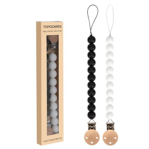 Image of Silicone Pacifier Clip Holder for Baby, Fits Most Pacifier Styles, BPA-Free (2 Pack (White+Black))