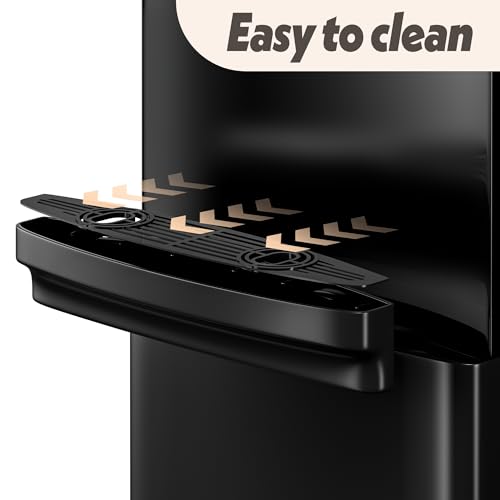Image of Manastin Water Dispenser with Hot & Cold Water, Top Loading Water Cooler for 3 or 5 Gallon Bottles with Child Safety Lock, Ideal for Kitchens, Offices,Matte Black