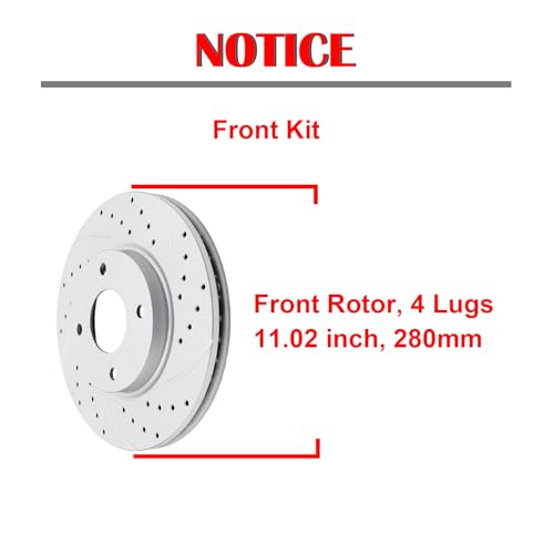 Image of Acinoparts Front Brake Kit for 2009-2014 Nissan Cube 2007 2008 2009 2010