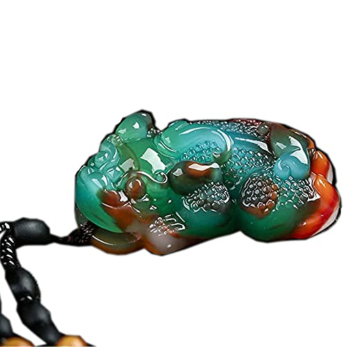 Pendentif Pixiu en jade naturel et collier de bijoux pour homme et femme