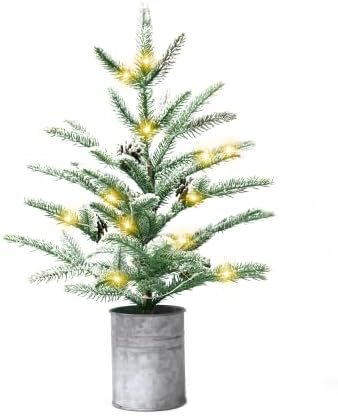 Small Christmas Tree 24 inch Mini Christmas Tree Rustic Style Tabletop Tree 2 ft Pre-lit