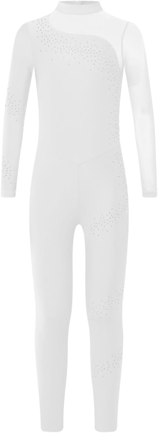 iiniim Kids Girls Mock Neck Full Body Gymnastics Leotard Unitard Ballet Dance Jumpsuit One Piece Long Sleeve Romper Bodysuit
