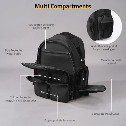 CVLIFE Pistol Backpack with 3 Cases