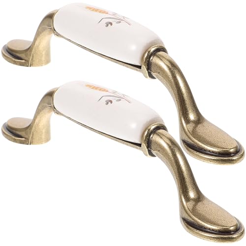 KOMBIUDA Tiradores de Cerámica para Armarios y Cajones 2 Piezas Diseño Vintage Estilo Campo Acabado Espiga Amarilla Tiradores Decorativos para Muebles Adecuados para Cocina y