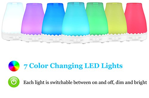 Elevon Essential Oil Diffuser, Aromatherapy Diffuser with Adjustable Mist Mode, 7 Color LED Lights, Waterless Auto Off for Bedroom, Home Office, Travel - Image 4