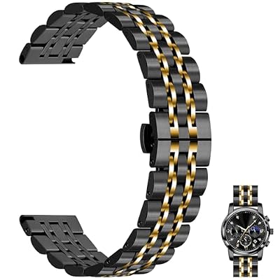 Juntan 7 Beads Quick Release Watch Band, 20mm 22mm Stainless Steel Watch Strap for Men Women, Adjustable Business Metal Watch Bracelet with Butterfly Clasp Multiple Colors