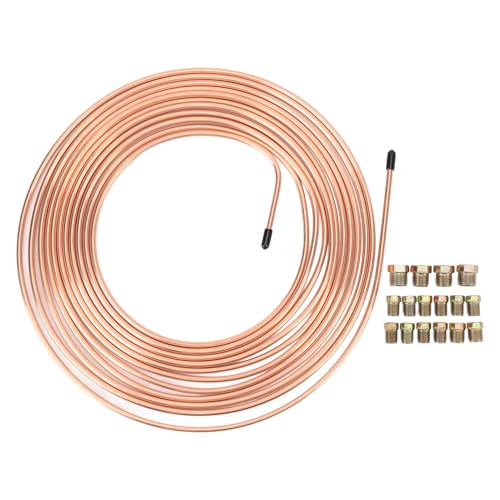 TKSE TKSE Kit de Tubería de Línea de Freno de 3/16 Pulgadas X 25 Pies, Rollo de Bobina de Repuesto de Línea de Freno Flexible de Aleación y Kit de Montaje para Vehículo