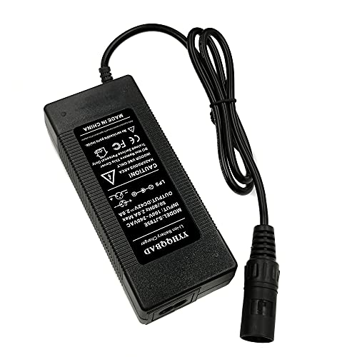 YYHQQBAD Cargador de iones de litio de 36 V, 2 A, 42 V, 2 A, cargador de Li-Poly para 10Series 36 V Electric eBike XLRM conector de 3 pines