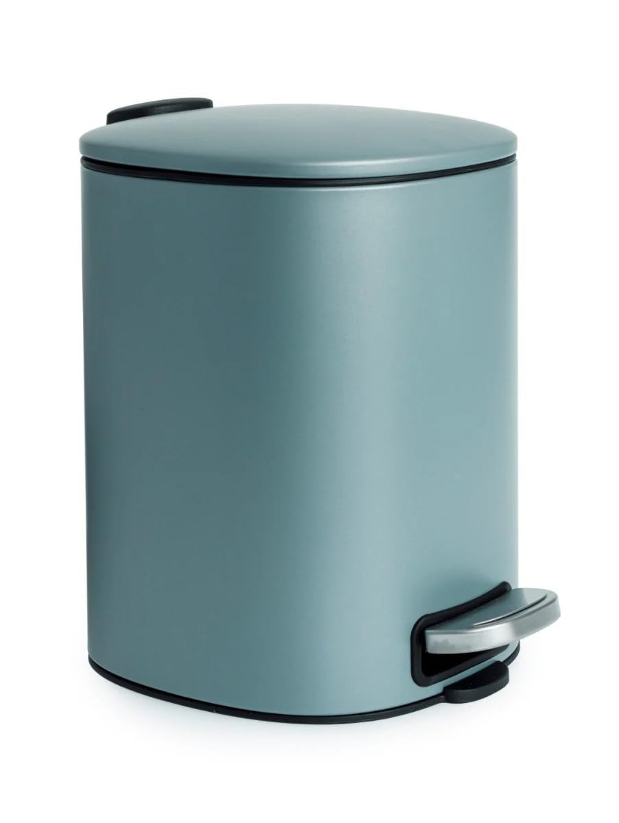 Blue Canyon Santorini Lid Pedal Bin| Modern and Stylish Trash Can| 3L Bin For Kitchen, Bathroom, Bedroom, Office| Anti-Fingerprint Outer Finish| Stainless Steel Bin| Square Waste Bin| Mint-Green