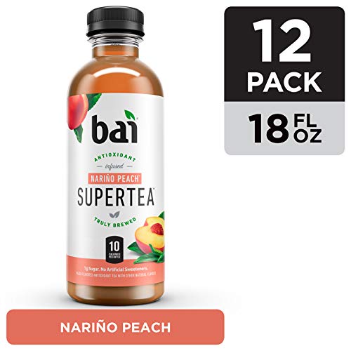 Bai Iced Tea, Narino Peach, Antioxidant Infused Supertea, Crafted With Real Tea (Black Tea, White Tea), 18 Fluid Ounce Bottles, 12 Count #TOP1