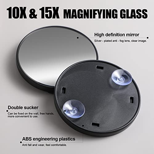 Jpnk 2Pcs Small Travel 10X & 15X Portable Magnifying Makeup Mirrors #TOP1