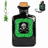 Größe: 26 x 7,5 x 13,5 cm FAPIPOS Handtasche mit Giftflasche, Umhängetasche, lustige Form, Geldbörse, Kettenriemen, Glitzer, Giftflasche, Geldbörse, Schwarz