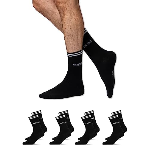 Snocks Laufsocken Kurz Herren & Damen (4X Paar) Sportsocken (4X Weiß, 39-42, Numeric_39) 6 Snocks Retro Sportsocken Damen Schwarz Größe 39-42 Gr 39 40 41 42 Schwarze Frauen Tennissocken Sport Socken Laufsocken Wandersocken Baumwolle Lange Socks Tennis Damensocken Laufen Running Damenstrumpf