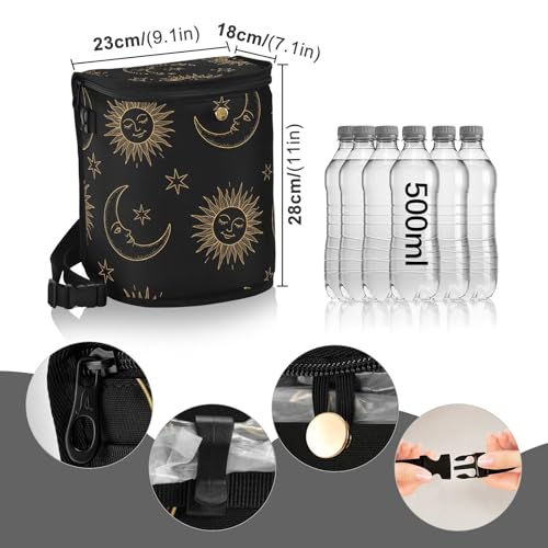 Image of Bolaz Spill-Proof Car Trash Can | Leakproof Lining | Seat Hanging Auto Garbage Bag with Zipper Lid Bohemian Sun Moon Car Organizer Storage Bag(6cr7u)