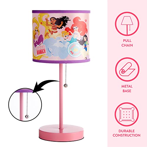 Image of Idea Nuova - Table Lamp with Printed Lampshade, Princess Design, 15.5 inch H x 7.5 inch W, Metal