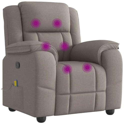 Fauteuil de massage inclinable de haute qualité en tissu résistant couleur taupe - 7