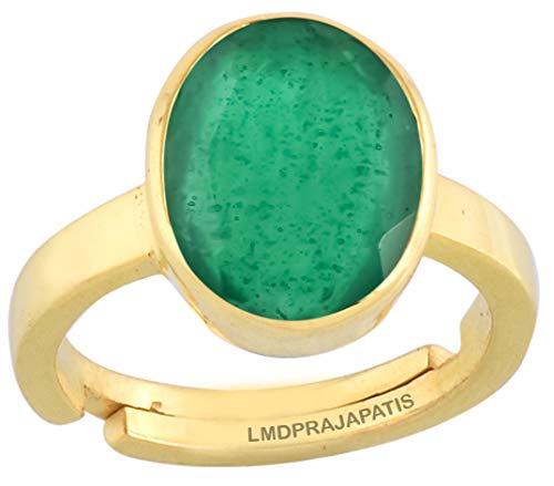 Bague émeraude homme femme en pierre naturelle réglable plaqué or