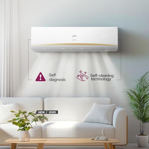 Image of Godrej 2.5 Ton 3 Star, 5 Years Comprehensive Warranty, AI powered, 5-In-1 Convertible Cooling, 4 Way Air Swing Inverter Split AC (Copper, Heavy-Duty Cooling At 52 C, AC 2.5T EI 30LINV3R32-WWR, White)
