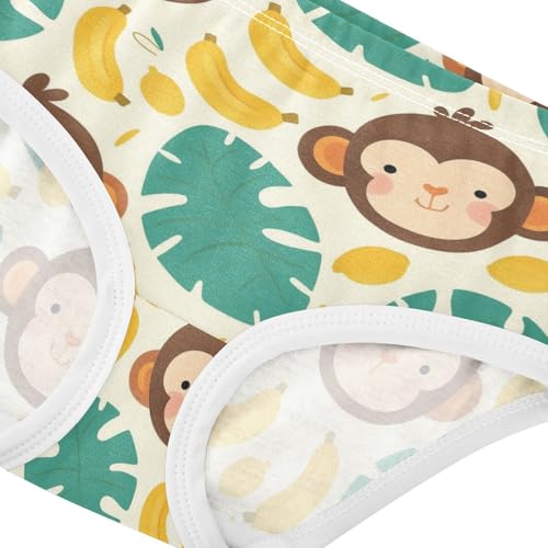 Wusikd Cute Monkey Girls' Underwear Cotton Banana Leaves Girls Briefs Soft Toddler Underwear 2T4