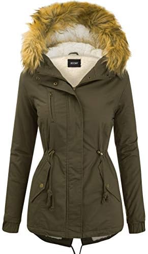 Women's Zip Up Safari Military Anorak Jacket with Hood Drawstring - Regular and Plus Sizes