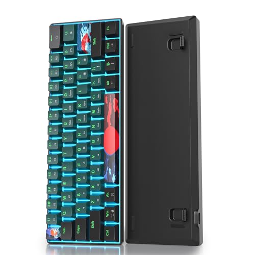Image of 60 Percent Gaming Keyboard 60% Mechanical Keyboard LED Backlit Ultra Compact Wired Keyboard with Red Switch for Windows Laptop Gamer(61 Sound Wave)