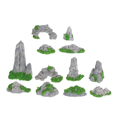 FUNOMOCYA 12Pcs Miniature Mountain Figurines for DIY Micro Landscape Resin Bonsai Decorations Garden...
