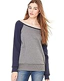 Bella + Canvas Ladies' Sponge Fleece Wide Neck Sweatshirt,DP Heather/Navy,M