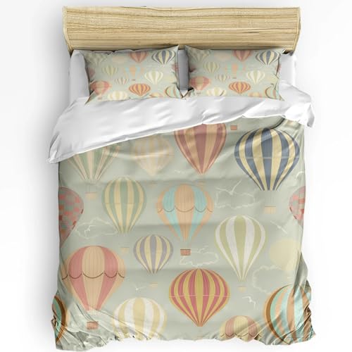 MDKLXIDF Funda Nordica Cama 135 Globo Juego de Funda de Edredón para Jóvenes Adultos con Cierre Cremallera, Microfibra Funda Nórdica 230x220cm + 2 Funda de Almohada 50x75cm