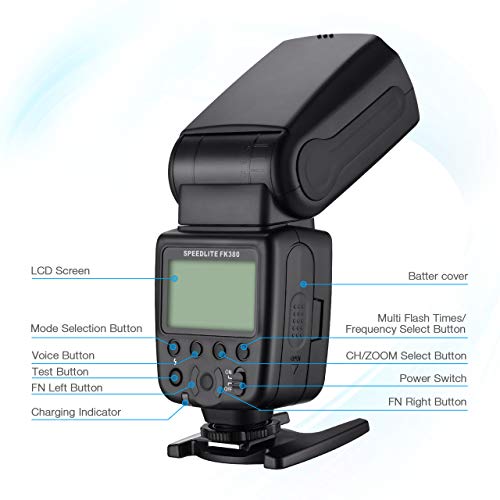 Powerextra Flash Speedlite With Lcd Display, Gn38 Off-Camera Zoom Flash For Ca Nikon Pentax Panasonic Olympus And Sony Dslr Camera, Digital Cameras With Standard Hot Shoe #TOP4