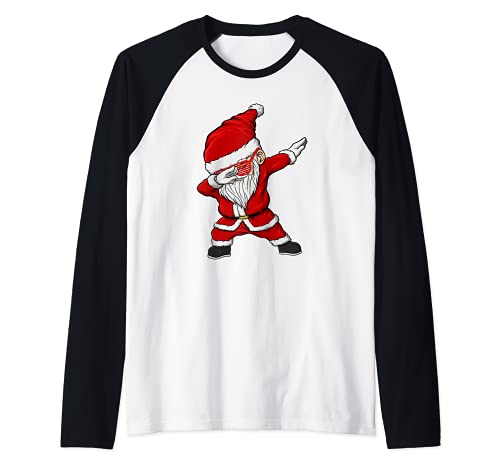Tamponare Babbo Natale Occhiali da sole Costume di Natale Maglia con Maniche Raglan