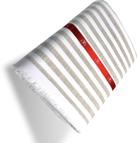 Image of JHABAK'S Unstitched Striped Shirt Fabric for Men - Cotton Linen Blend Lining Material - Shirt and Kurta Piece Cloth