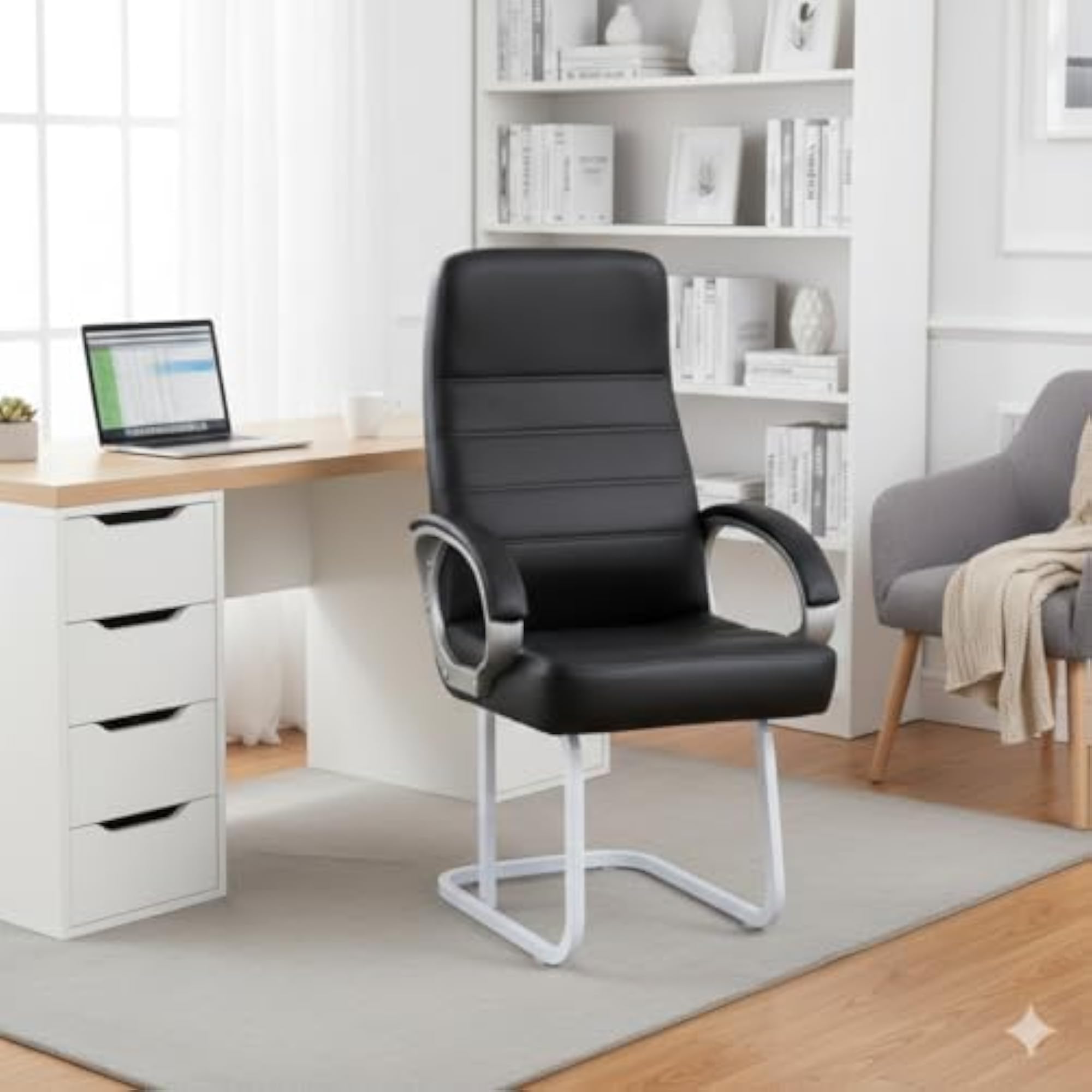 High Back Visitor Office Chair with Cushion Padded Handles