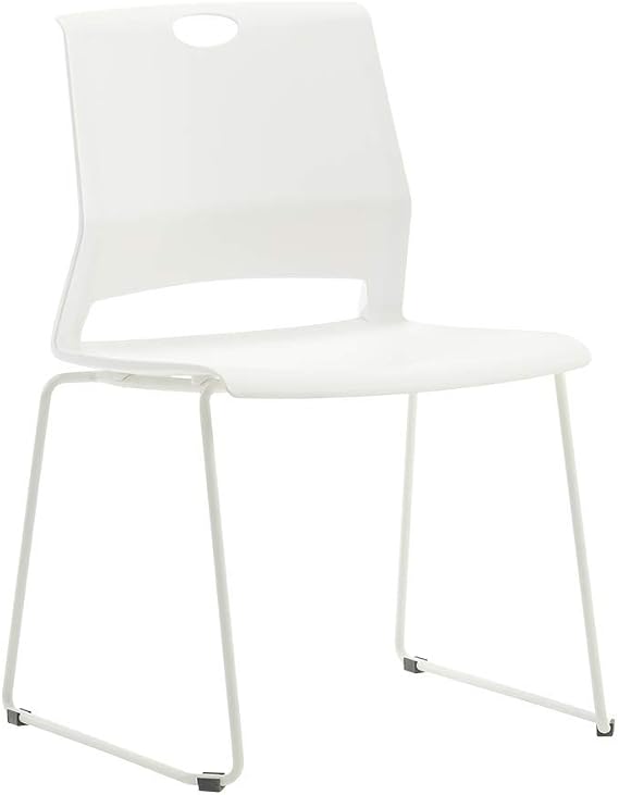 Sidanli Waiting Room Chairs, White Reception Chairs with Strong Frame-(Set of 4)
