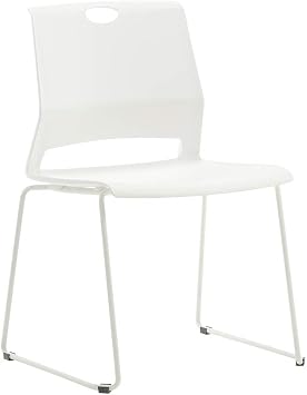 Sidanli Waiting Room Chairs, White Reception Chairs with Strong Frame-(Set of 4)