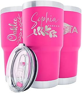 Personalized Tumblers w/Splash Proof Lid - 30 oz, Hot Pink - 18 Designs