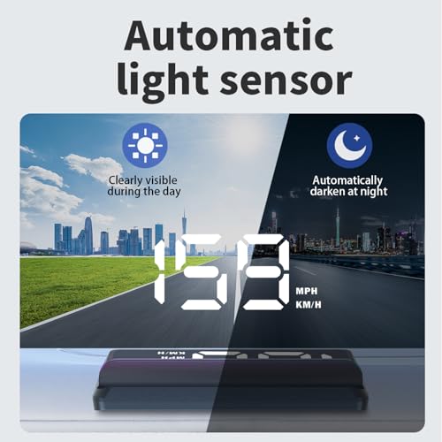 AZIJYV W2 White Heads Up Display for Cars Digital Speedometer for Car Speedometer for Car with Speed, Triple Over-Speed Alarm, Auto Light Sensor, HUD Speedometer Universal Fit for All Vehicles by AZIJYV - Image 5