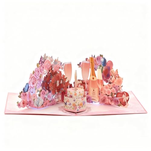 Carte d'anniversaire 3D verre à vin coffret cadeau idéal maman et papa