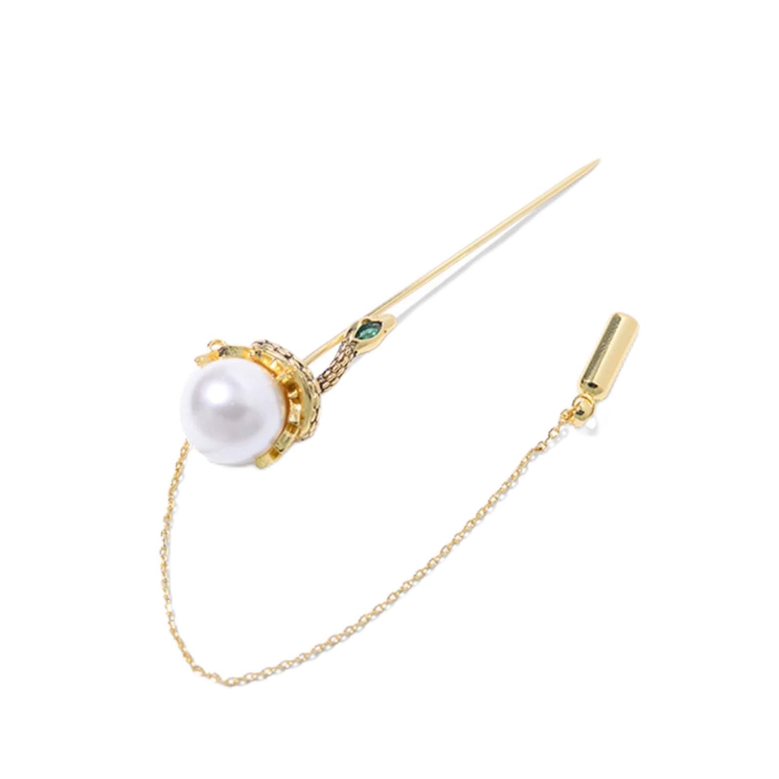 Imitación perla Pin Brooche Hembra Anti-Bare Cuello Hebilla de alta gama Accesorios en V Alfileres
