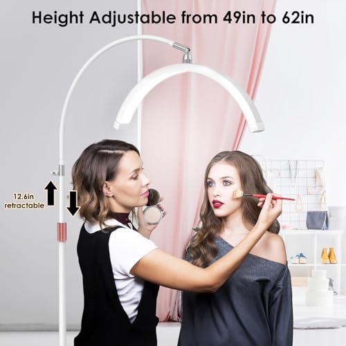 Image of Half Moon Light for Lash Tech, Flexible Lash Lamp with Phone Holder for Eyelash Nail Art Tattoos Skincare, 5 Color Temperatures & Brightness Setting LED Floor Lamp Esthetician Light