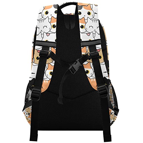 Cute Cat School Backpack for Boys Girls Portable Wide shoulder strap Backpack Lightweight Travel Bag College Casual Daypack with Reflective Strip Large2