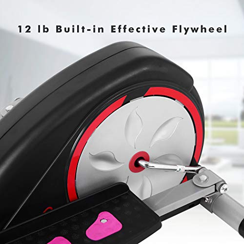 Elliptical Machine Magnetic Elliptical Training Machines with LCD Monitor Smooth Quiet Driven Pulse Rate Grips Elliptical Exercise Machine for Home Gym Office Workout (Black)