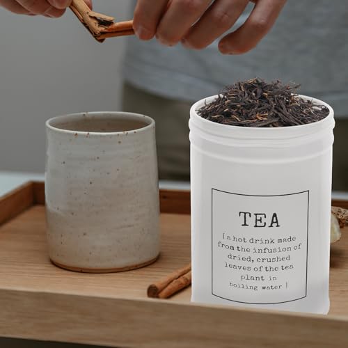 Bote de café de granja de hierro blanco y tarro de té hermético ligero 6